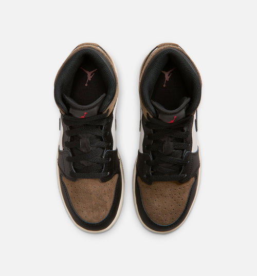 Air Jordan 1 Mid Grade School Sneakers - Black / Palomino