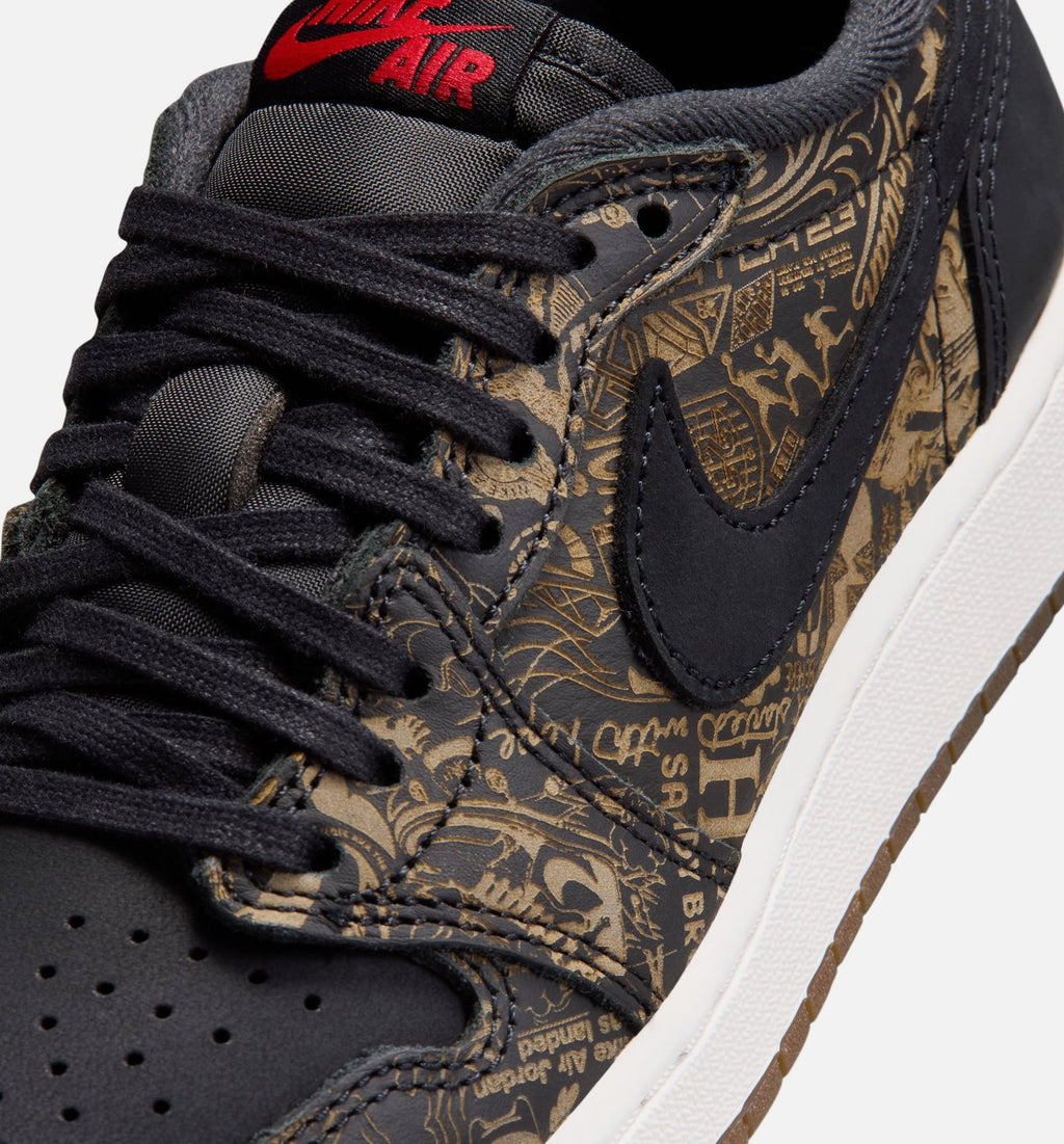 Air Jordan 1 Retro Low OG Laser Black & Varsity Red Grade School Sneakers