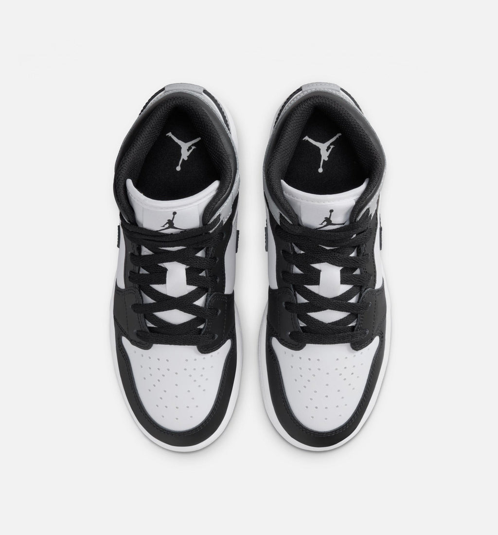 Air Jordan 1 Mid Grade School Sneakers - White / Light Smoke Grey