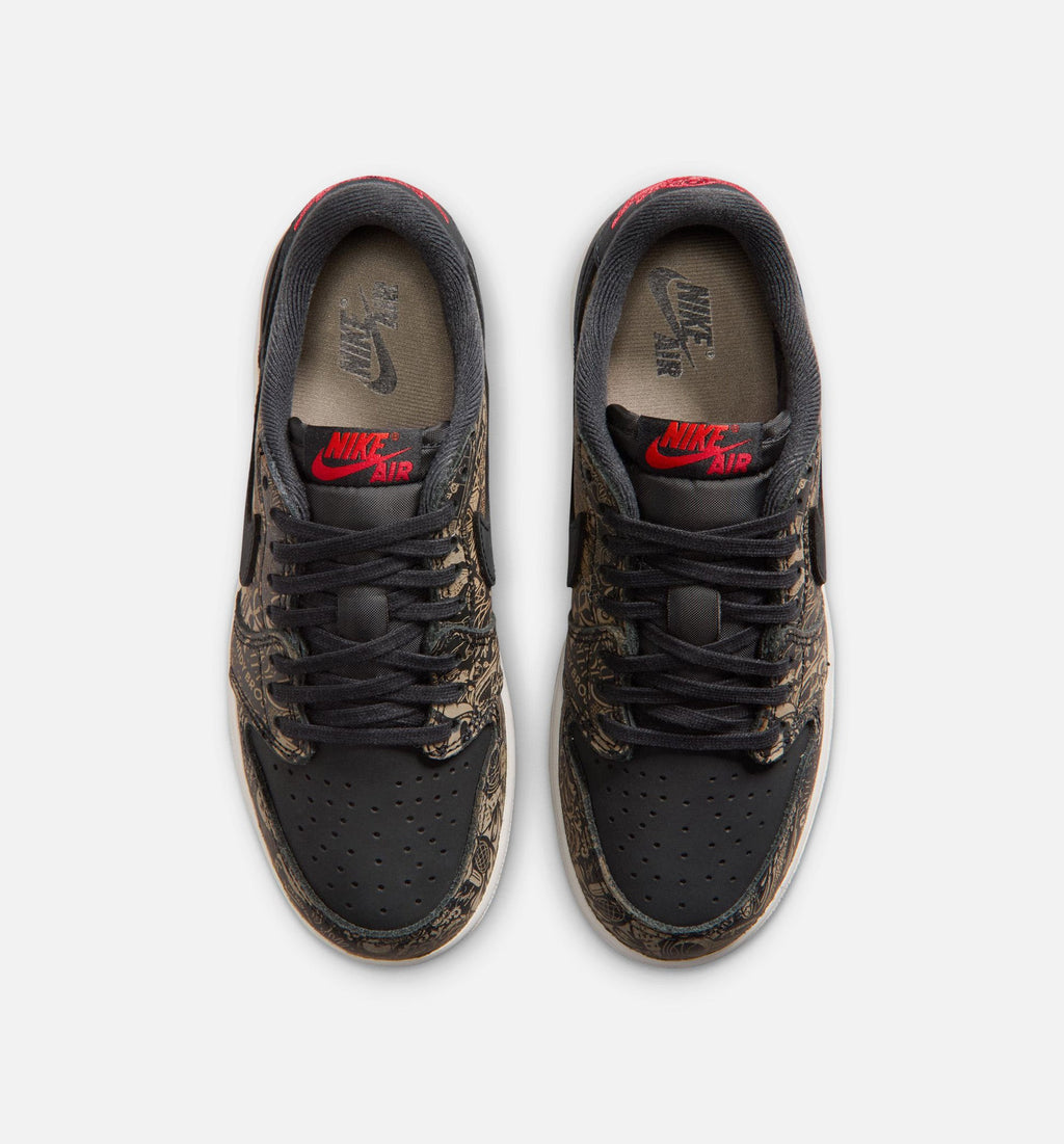 Air Jordan 1 Retro Low OG Laser Black & Varsity Red Grade School Sneakers