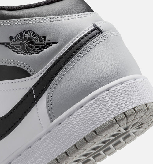 Air Jordan 1 Mid Grade School Sneakers - White / Light Smoke Grey