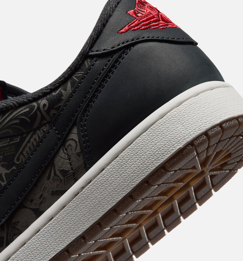 Air Jordan 1 Retro Low OG Laser Black & Varsity Red Men's Sneakers