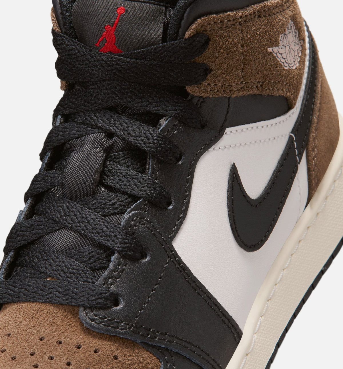 Air Jordan 1 Mid Grade School Sneakers - Black / Palomino