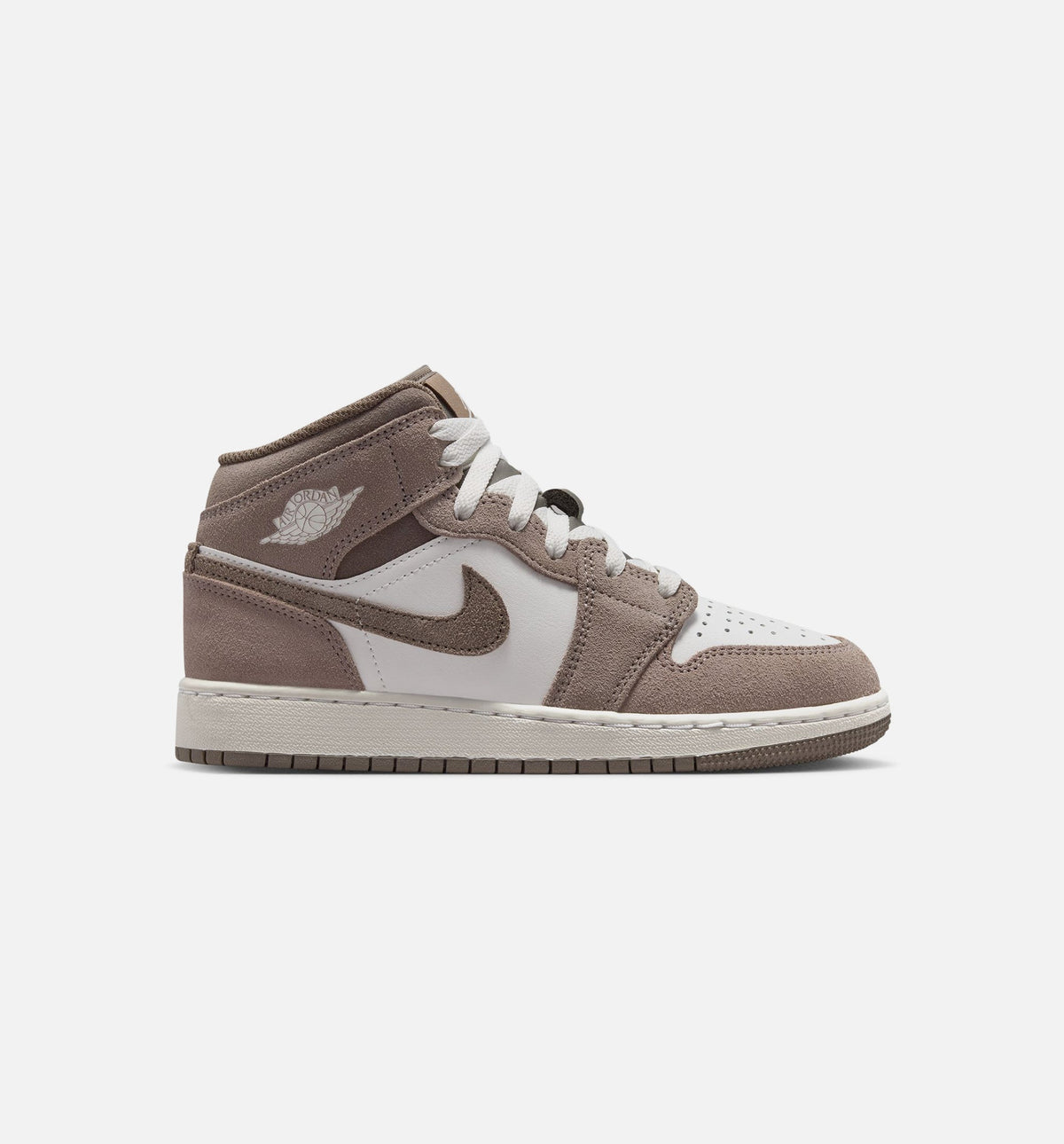 Air Jordan 1 Mid Grade School Sneakers - Enigma Stone / Olive Grey