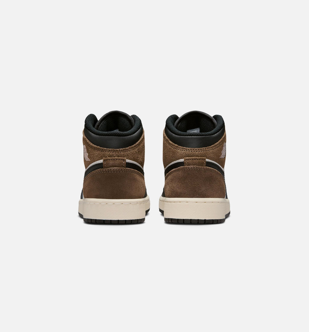 Air Jordan 1 Mid Grade School Sneakers - Black / Palomino