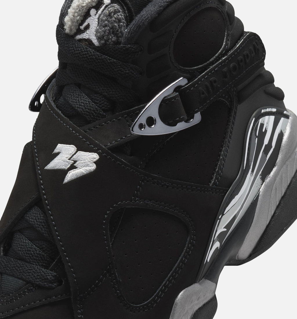 Air Jordan 8 Retro Chrome Grade School Sneakers - Black / Light Graphite