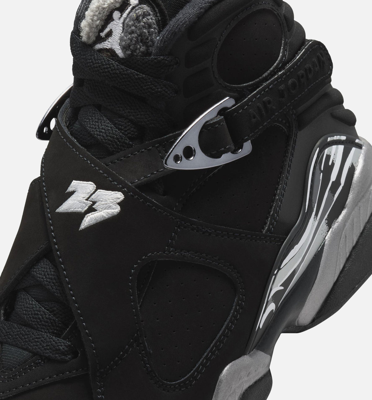 Air Jordan 8 Retro Chrome Grade School Sneakers - Black / Light Graphite