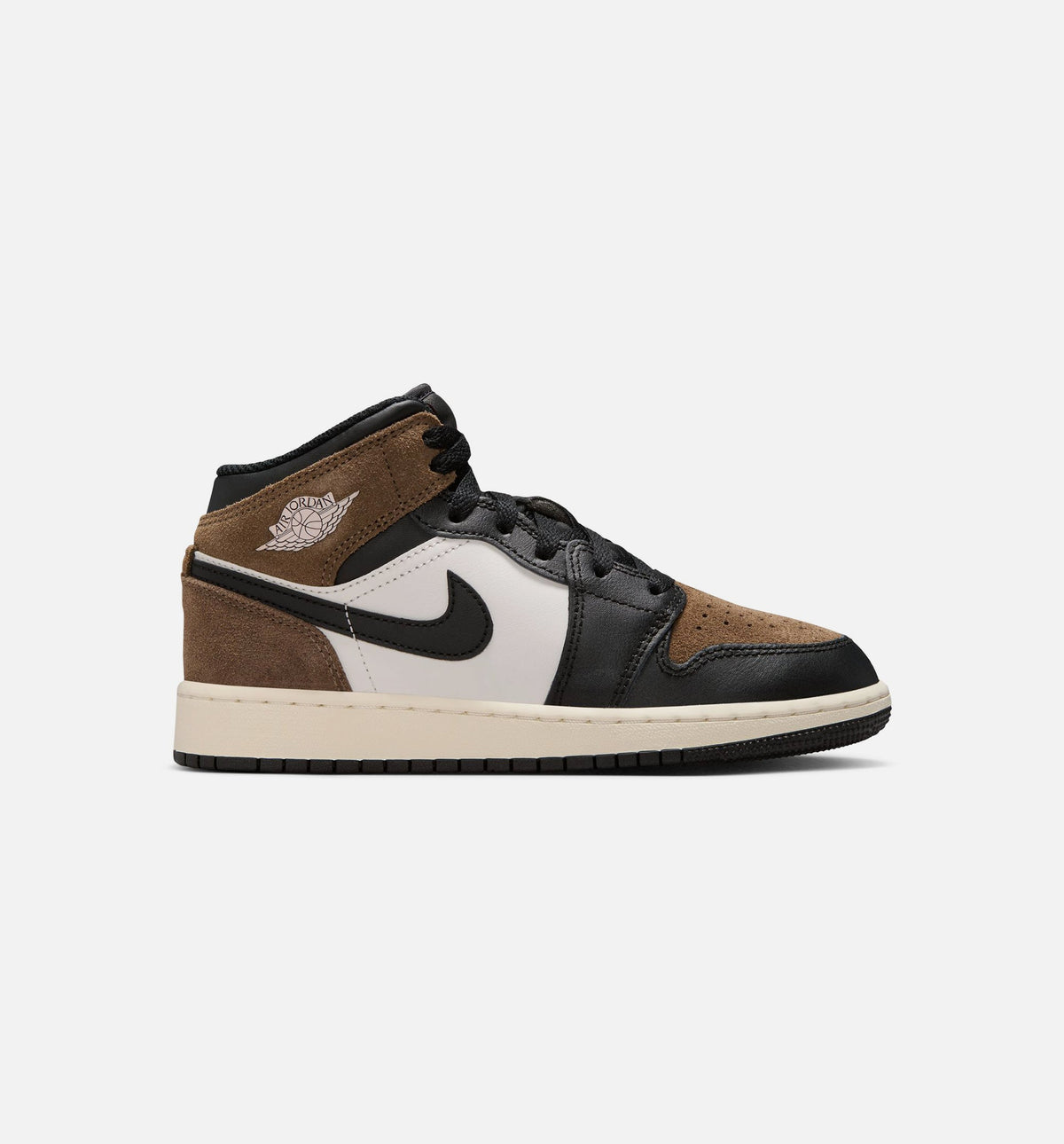 Air Jordan 1 Mid Grade School Sneakers - Black / Palomino
