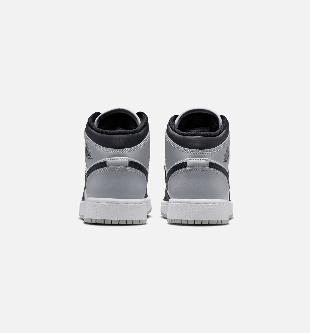 Air Jordan 1 Mid Grade School Sneakers - White / Light Smoke Grey