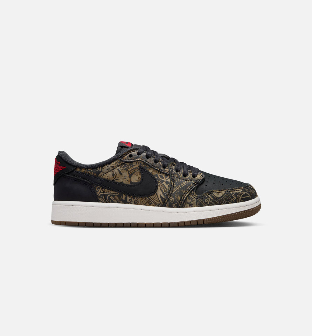 Air Jordan 1 Retro Low OG Laser Black & Varsity Red Grade School Sneakers