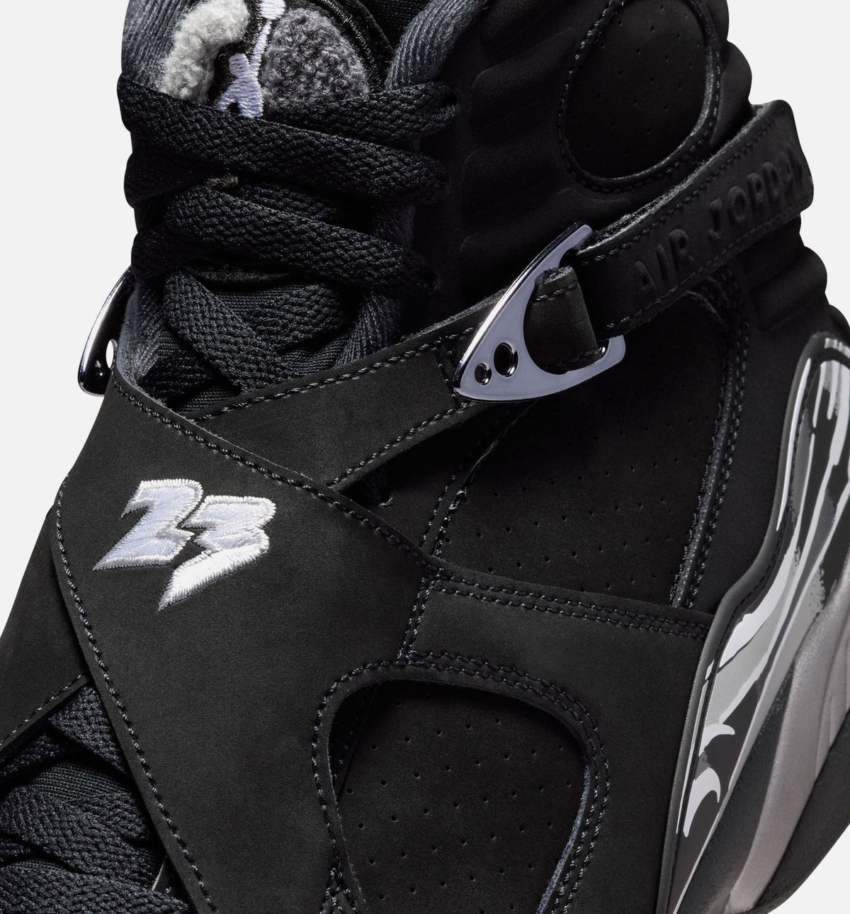 Air Jordan 8 Retro Chrome Men's Sneakers - Black / Light Graphite